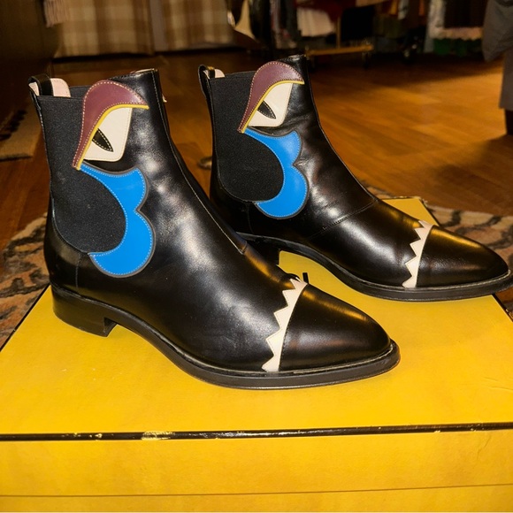 Fendi Appliquéd Buggie/Monster Chelsea Boots - Picture 4 of 16